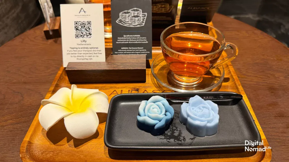 Post massage tea at a Thai spa